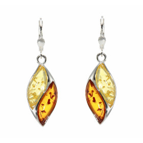 Boucles d oreilles Argent 925 Ambre Multicolore Longueur : 45mm Largeur du motif : 13 mm 