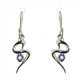 Boucles d'oreilles Pendantes Argent Améthyste motif S