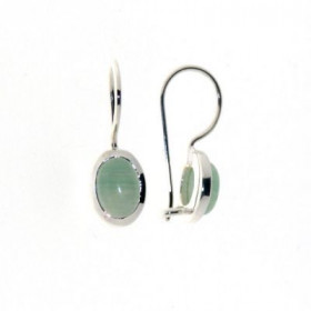 Boucles d oreilles Argent 925 Aventurine serties pierre 7x5mm, hauteur totale : 19mm