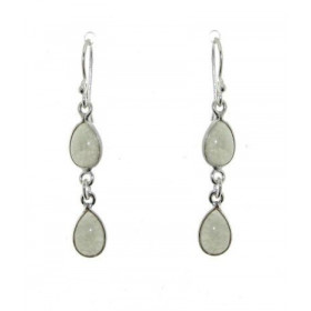 Boucles d oreilles Argent 925 Aventurine serties pierres forme poire Longueur : 4,5cm Dimensions des pierres : 10x6mm