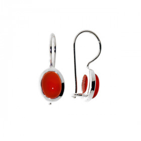  Boucles d oreilles Argent 925 Cornaline serties pierre 7x5mm, hauteur totale : 19mm 