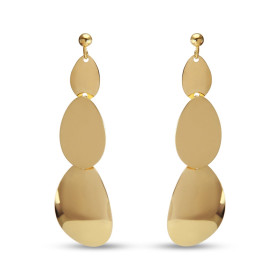 Boucles d oreilles pendantes argent doré composées 3 formes gouttes dont une satinée Largeur : 16mm Longueur totale : 50mm...