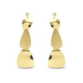 Boucles d oreilles pendantes argent doré composées 3 formes triangulaires dont une satinée Largeur : 16mm Longueure totale...