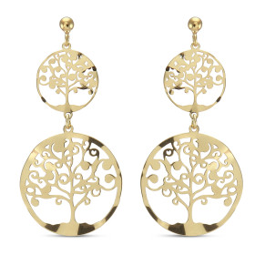 Boucles d oreilles pendantes argent doré composées 2 arbres vie dans des cercles 22 13mm diamètre Largeur : 22mm Longueur ...
