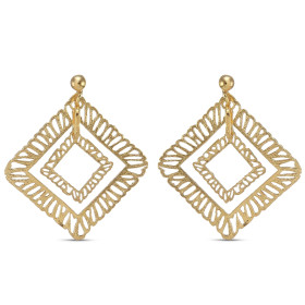 Boucles d oreilles pendantes argent doré composées 2 losanges texturés dont le plus grand mesure 30x30mm Largeur : 30mm Lo...
