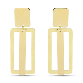 Boucles d oreilles pendantes argent doré composées d un rectangle 16x30mm une barre 4x30 Largeur : 16mm Longueur totale : ...