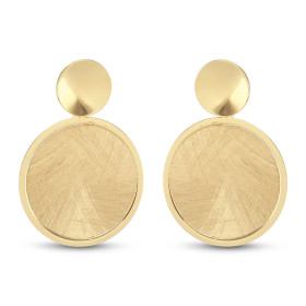 Boucles d oreilles pendantes argent doré composées d un cercle lisse un cercle argent brossé 24mm diamètre Largeur : 24mm ...