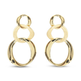 Boucles d oreilles pendantes argent doré composées 2 cercles lisses un cercle brossé Largeur : 22mm Longueur totale : 37mm...