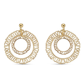 Boucles d oreilles pendantes argent doré composées 2 cercles texturés dont le plus grand mesure 26mm diamètre Largeur : 26...