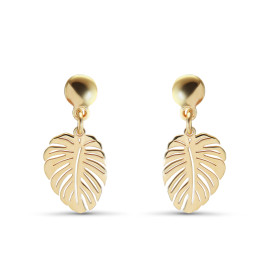  Boucles d oreilles pendantes argent doré composées d une feuille monstera Largeur : 10mm Longueur totale : 22mm Système d...