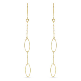 Boucles d oreilles pendantes argent doré composées 3 ovales sur une chaînette 1,4mm large Largeur : 5mm Longueur totale : ...