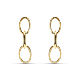 Boucles d oreilles pendantes argent doré composées 3 anneaux ovales Largeur : 7mm Longueur totale : 23mm Système d attache...