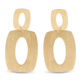 Boucles d oreilles pendantes argent doré composées d un rectangle lisse un rectangle brossé Largeur : 19mm Longueur totale...