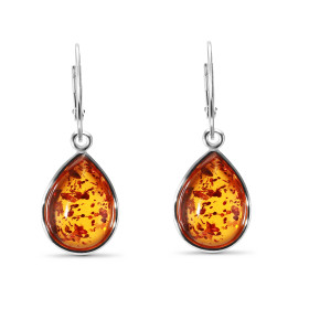 Boucles d oreilles pendantes Argent Ambre Poire Dimensions d une boucle (vue face) : 38x15mm Système fermeture : dormeuses