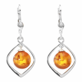  Boucles d oreilles Pendantes Argent Ambre Pierres rondes 8mm Longueur d une boucle d oreille : 35mm Systeme fermeture : D...
