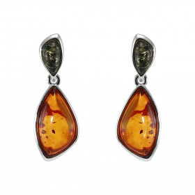 Boucles d'oreilles pendantes Argent et Ambre