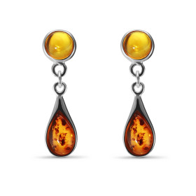 Boucles d oreilles Pendantes Argent Ambre Dimensions d une boucle (vue face) : 30x7mm Système fermeture : poussettes