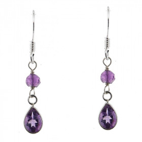 Boucles d oreilles Améthyste Argent Améthyste taille poire 8x6mm Améthyste facettée 3mm diamètre Longueur des boucles : 3,...