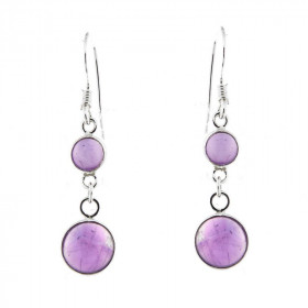 Boucles d oreilles pendantes Argent Améthyste Pierres rondes 5 8mm diamètre Longueur d une boucle : 38mm Système fermeture...