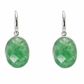 Boucles d oreilles pendantes Argent Aventurine Pierres ovales 16x12mm Longueur d une boucle: 32mm