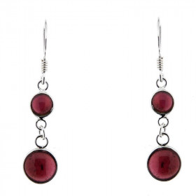 Boucles d oreilles pendantes Argent Grenat Pierres rondes 5 8mm diamètre Longueur d une boucle : 38mm Système fermeture : ...