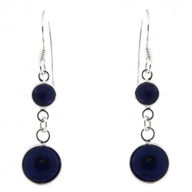 Boucles d oreilles pendantes Argent Lapis Lazuli Pierres rondes 5 8mm diamètre Longueur d une boucle : 38mm Système fermet...