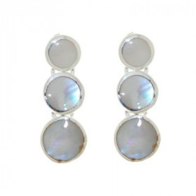Boucles d oreilles articulées Argent 925 Nacre Petits ronds Argent 6,5 à 8,5mm diamètre incrustation Nacre Longueur : 31mm 