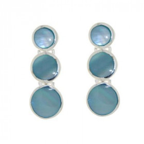 Boucles d oreilles articulées Argent 925 Nacre bleue Petits ronds Argent 6,5 à 8,5mm diamètre incrustation Nacre bleue Lon...