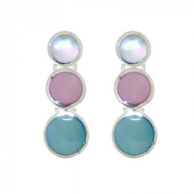 Boucles d oreilles articulées Argent 925 Nacre Petits ronds Argent 6,5 à 8,5mm diamètre incrustation Nacre Longueur : 31mm 