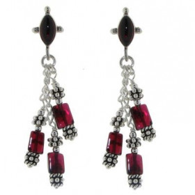 Boucles d oreilles Argent 925 Grenat pendantes, longueur : 47mm