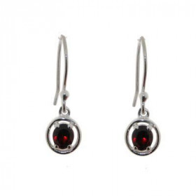 Boucles d oreilles Argent 925 Grenat , pierres 6x4mm, hauteur : 2,3cm 