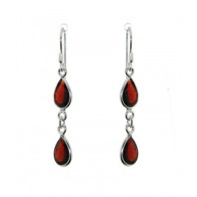 Boucles d oreilles Argent 925 Grenat serties pierres forme poire Longueur : 4,5cm Dimensions des pierres : 10x6mm
