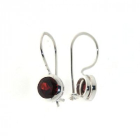 Boucles d'oreilles Argent 925 Grenat pendantes serties de pierres de 6mm. Longueur : 19mm