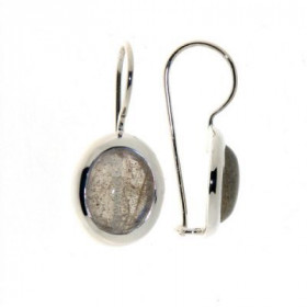 Boucles d oreilles Argent 925 Labradorite serties pierres 10x8mm, hauteur totale : 25mm