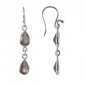  Boucles d oreilles Argent 925 Labradorite serties pierres forme poire Longueur : 4,5cm Dimensions des pierres : 10x6mm 