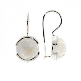 Boucles d oreilles Argent 925 Labradorite serties pierres 10mm, hauteur totale : 22mm