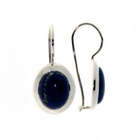  Boucles d oreilles Argent Lapis serties pierres 10x8mm, hauteur totale : 25mm 