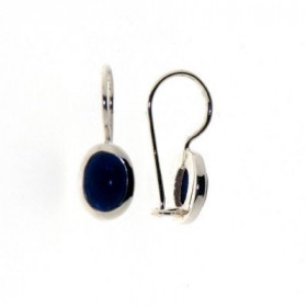 Boucles d'oreilles Argent 925 Lapis lazuli serties de pierre de 7x5mm, hauteur totale : 19mm