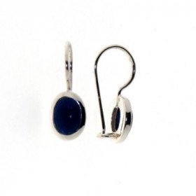 Boucles d oreilles Argent 925 Lapis lazuli serties pierre 7x5mm, hauteur totale : 19mm