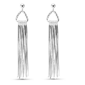 Boucles d oreilles pendantes argent rhodié motif triangle auquel est attaché 8 pendants argent Longueur totale : 7 cm 
