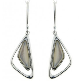 Boucles d'oreilles Pendantes Argent  Nacre Blanche (4.4cm)