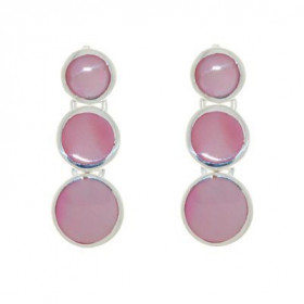 Boucles d oreilles articulées Argent 925 Nacre rose Petits ronds Argent 6,5 à 8,5mm diamètre incrustation Nacre rose Longu...