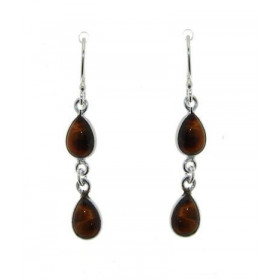 Boucles d oreilles Argent 925 Oeil Tigre serties pierres forme poire Longueur : 4,5cm Dimensions des pierres : 10x6mm