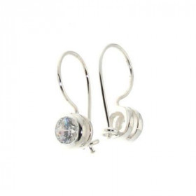 Boucles d'oreilles Argent 925 Oxyde de Zirconium pendantes serties de pierres rondes de 5mm de diam&egrave;tre. Longueur :...