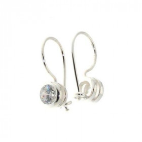  Boucles d oreilles Argent 925 Oxyde Zirconium pendantes serties pierres rondes 5mm diam&egrave;tre Longueur : 20mm 