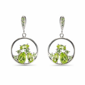 Boucles d oreilles Pendantes Argent Péridot Motif rond 15mm Argent 925 rhodié Pierres formes tailles multiples Longueur : ...