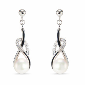 Boucles d'oreilles Pendantes Argent Perle de Culture et Oxyde de zirconium