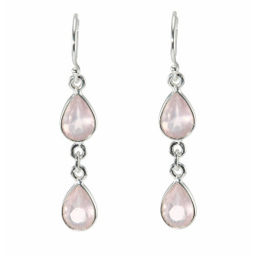 Boucles d oreilles Argent 925 Quartz rose serties pierres forme poire Longueur : 4,5cm Dimensions des pierres : 10x6mm