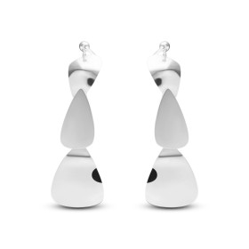 Boucles d oreilles pendantes argent rhodié composées 3 formes gouttes dont une satinée Largeur : 16mm Longueur totale : 50...