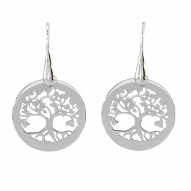Boucles d oreilles pendantes argent rhodié composées d un arbre vie dans un cercle 20mm diamètre Système d attche : croche...